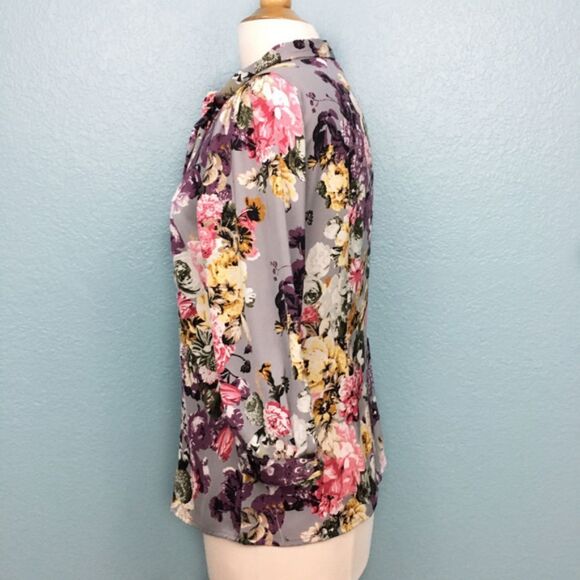 OVS Floral Tie Neck Button Down Blouse - Picture 4 of 7